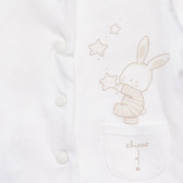 Cardigan alb de bumbac, cu dublură la piept, cu stele și imprimeu de iepuraș, pentru un bebeluș Chicco 326621 2