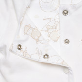 Cardigan alb de bumbac, cu dublură la piept, cu stele și imprimeu de iepuraș, pentru un bebeluș Chicco 326623 4
