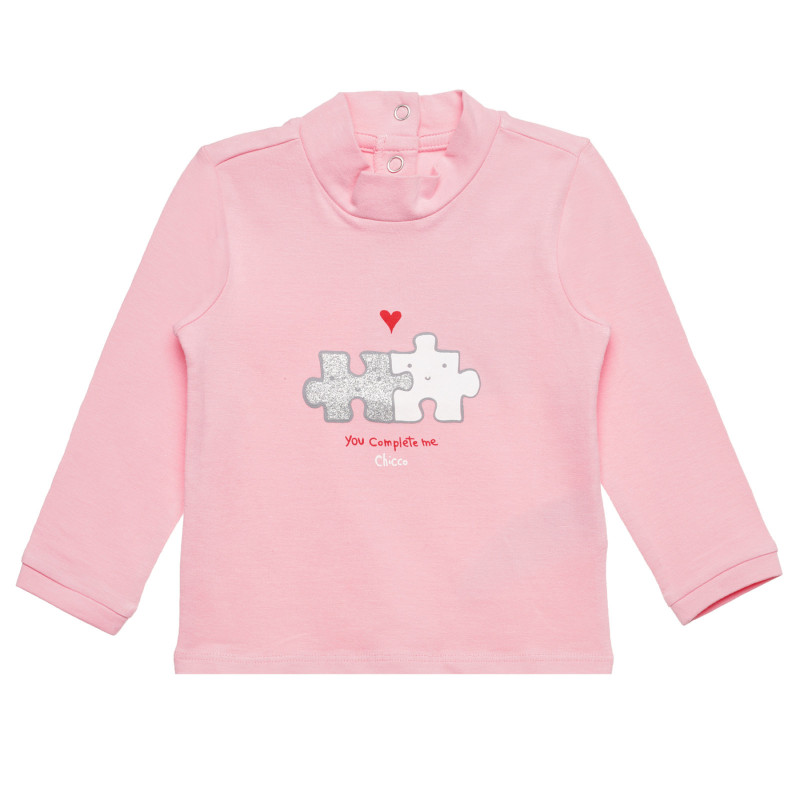 Bluză roz din bumbac cu inscripția „You Complete me”  326683