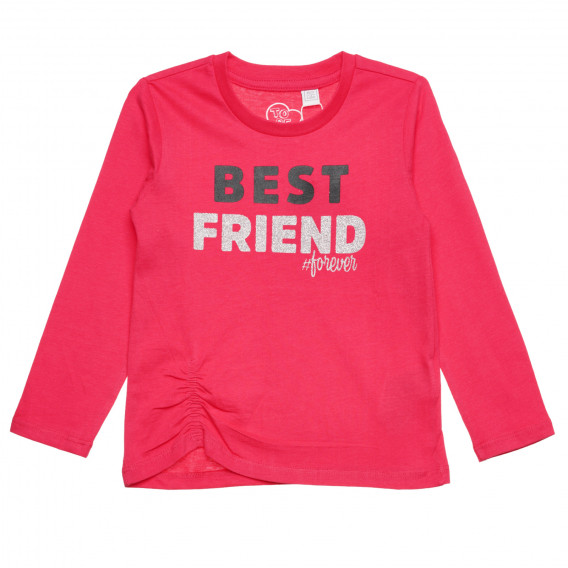 Bluză Chicco din bumbac roz cu inscripția BEST FRIEND Chicco 326714 
