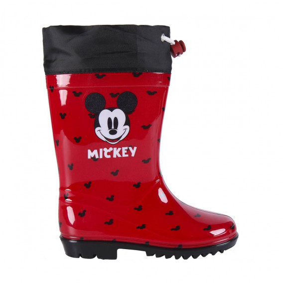 Cizme de cauciuc roșii cu imprimeu Mickey mouse și accente negre Mickey Mouse 327993 