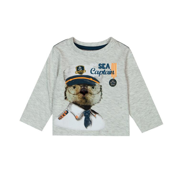 Bluză din bumbac gri, cu mâneci lungi și imprimeu color pentru băieți  328