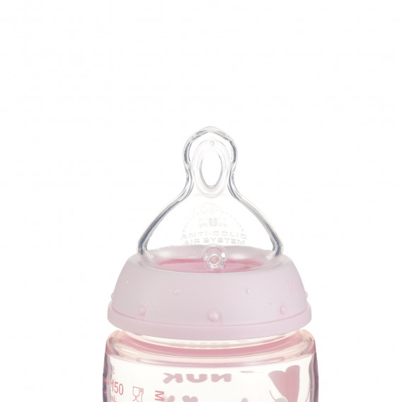 150 ml. Biberon lent din polipropilenă cu control al temperaturii, pentru bebeluși de 0-6 luni NUK 328251 3