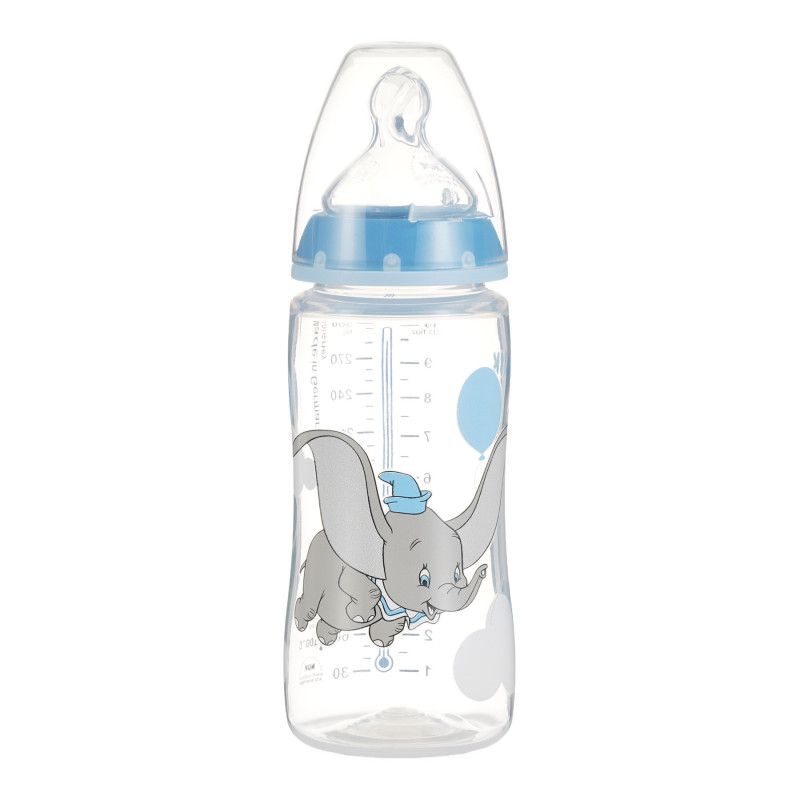 300 ml. Sticlă polipropilenă First Choice, Termo Control DUMBO cu biberon cu flux mediu, pentru bebeluși de 6-18 luni  328268