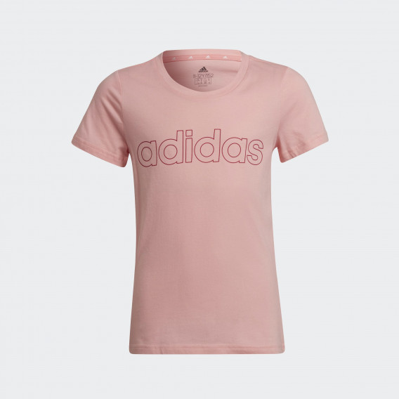 Tricou roz cu inscripția mare a mărcii Adidas 329152 