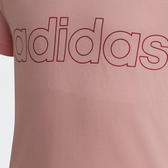 Tricou roz cu inscripția mare a mărcii Adidas 329155 4