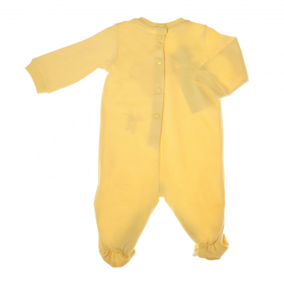 Salopetă din bumbac cu mânecă lungă, cu aplicație urs, pentru bebeluși, unisex, galbenă Chicco 32978 2