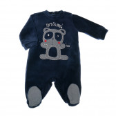 Salopetă din pluș cu mâneci lungi și panda pentru copii, albastru bleumarin Chicco 33001 