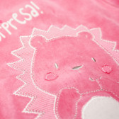 Salopetă din pluș cu mâneci lungi și ursuleț aplicat pentru fetițe, roz Chicco 33007 3