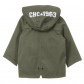Jachetă verde subțire, cu patru buzunare, cu glugă inscripționată Chicco 330128 4