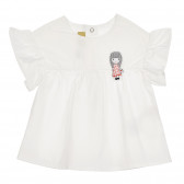 Bluză din bumbac cu mâneci scurte, cu aplicație, pentru fete Chicco 330848 
