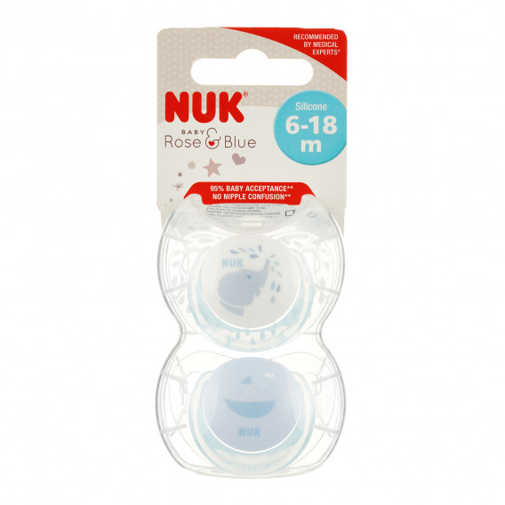 2 buc. Suzete albastre pentru bebeluși 6-18 luni  NUK 331485 2