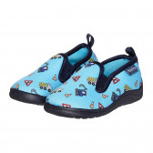 Papuci albaștri cu imprimeu color, pentru bebeluș Playshoes 331763 
