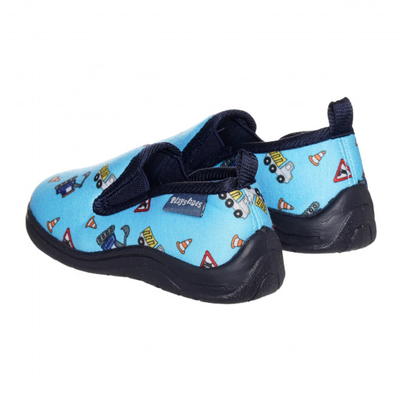 Papuci albaștri cu imprimeu color, pentru bebeluș Playshoes 331765 2