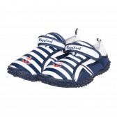 Pantofi aqua în dungi albe și albastre, cu aplicație de ancoră Playshoes 331796 