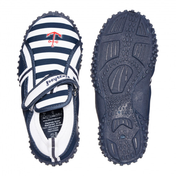 Pantofi aqua în dungi albe și albastre, cu aplicație de ancoră Playshoes 331797 3