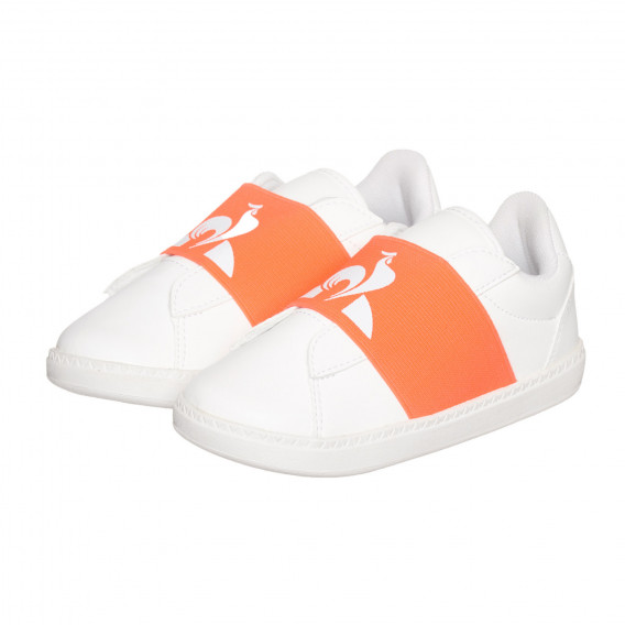 Teniși albi cu accent portocaliu și logo-ul mărcii Le coq sportif 332599 