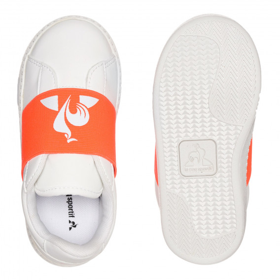 Teniși albi cu accent portocaliu și logo-ul mărcii Le coq sportif 332600 2