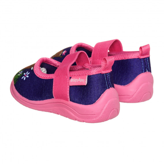 Papuci albaștri cu imprimeu de cerb și accente roz, pentru un bebeluș Playshoes 332671 2