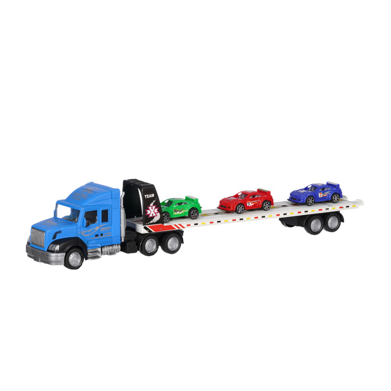 Camion de transport auto albastru cu 3 mașini  333244