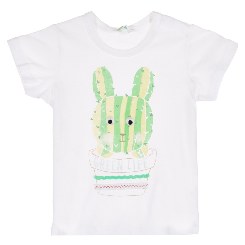 Tricou cu imprimeu cactus pentru fetițe, alb  333413
