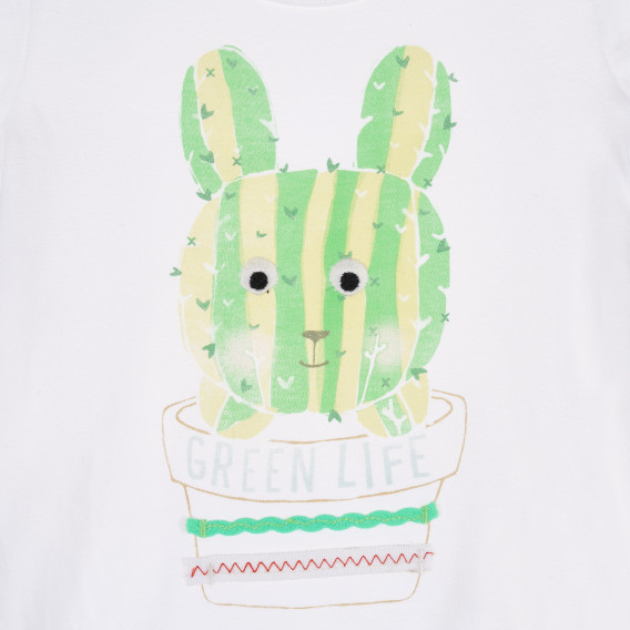Tricou cu imprimeu cactus pentru fetițe, alb Benetton 333414 2