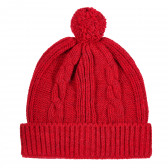 Pălărie tricotată cu pompon, roșie Benetton 333489 