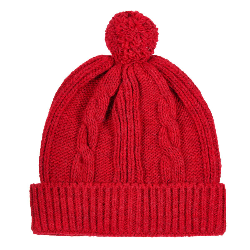 Pălărie tricotată cu pompon, roșie  333489