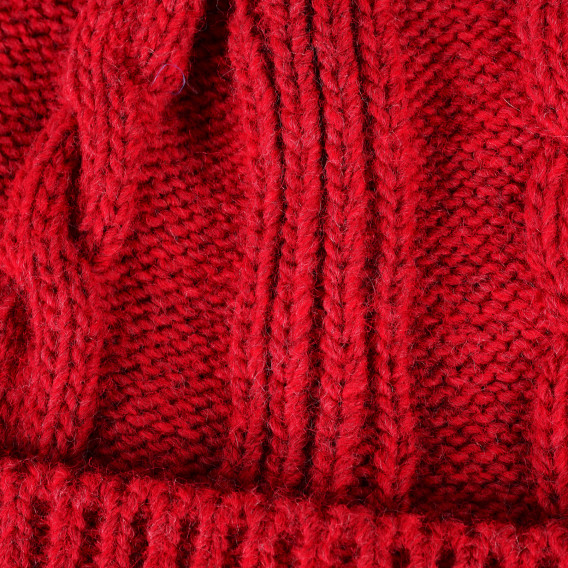 Pălărie tricotată cu pompon, roșie Benetton 333490 2