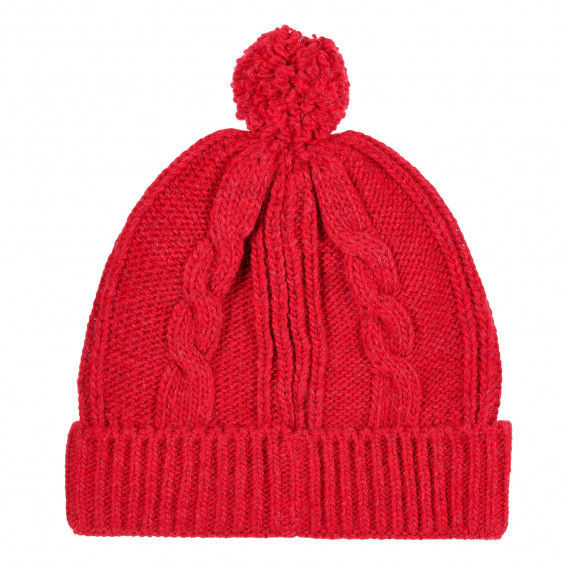 Pălărie tricotată cu pompon, roșie Benetton 333491 3