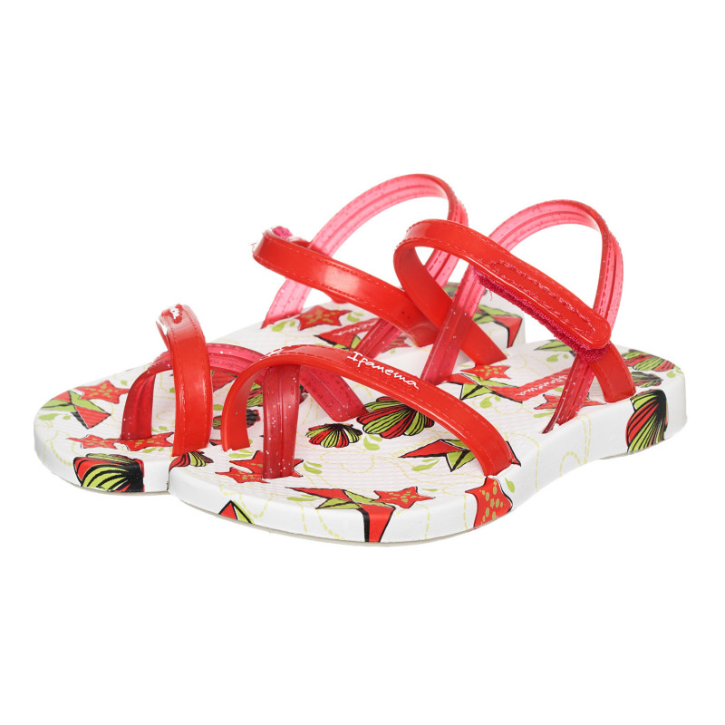 Sandale multicolore cu model marin și accente roșii  333636