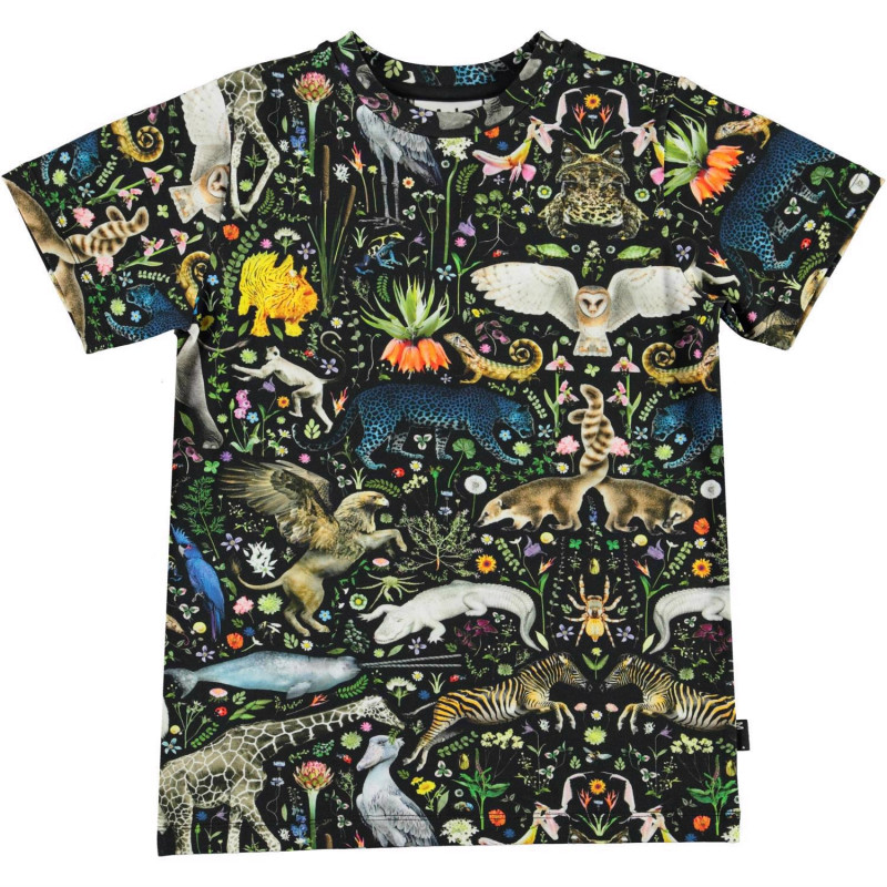 Bluză multicoloră cu mâneci scurte, cu animale mitice  334521