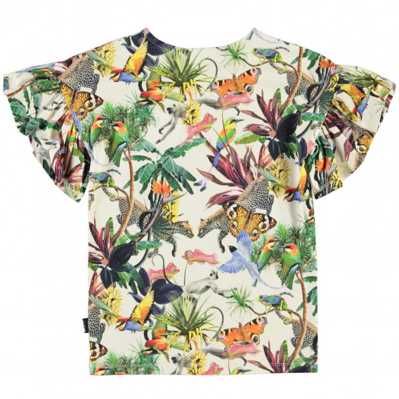 Bluză multicoloră cu mâneci scurte, cu volane și imprimeu animal Molo 334534 2