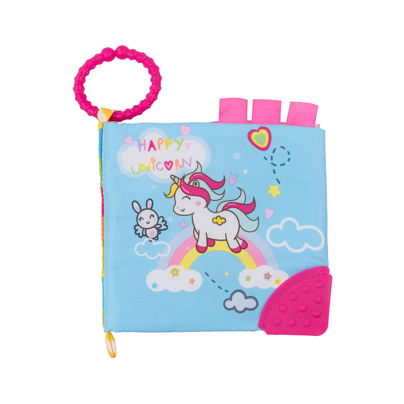 Carte textil moale cu pieptene unicorn fericit  334557