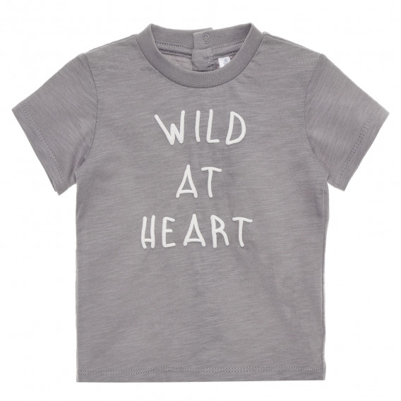 Tricou din bumbac Wild at Heart, pentru bebeluș, gri Idexe 334605 