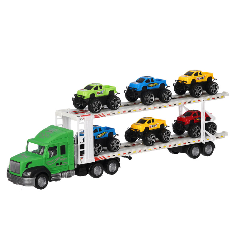 Camion transport auto verde, două niveluri cu 6 mașini  334645