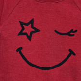 Bluză cu mâneci lungi și imprimeu de zâmbet, roșu ciclamen Name it 334744 2