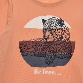 Bluză NAME IT, mâneci lungi și decolteu rotund, tricou din bumbac roz cu imprimeu leopard pentru fete Name it 334763 2
