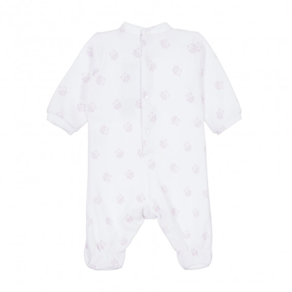Salopetă cu imprimeu grafic pentru bebeluși în alb și roz Idexe 334869 3