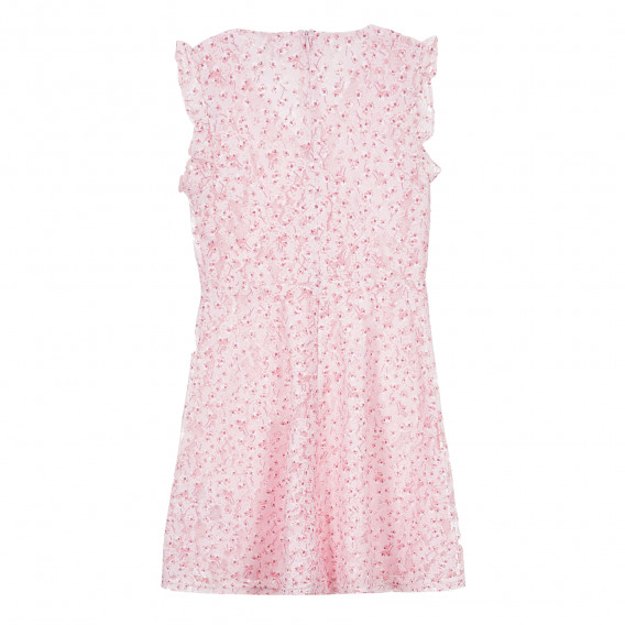 Rochie roz din dantelă cu volane pe mâneci Guess 335066 7