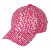 Palarie Guess cu viziera si monograma dreapta, roz Guess 335150 