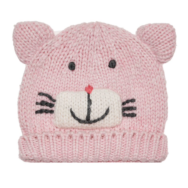 Căciulă cu urechi și aplicație panda pentru bebeluș, roz  335179