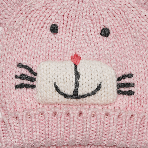 Căciulă cu urechi și aplicație panda pentru bebeluș, roz Chicco 335180 2