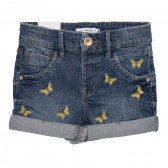 Pantaloni scurți din denim cu aplicație fluture, albaștri Name it 335777 