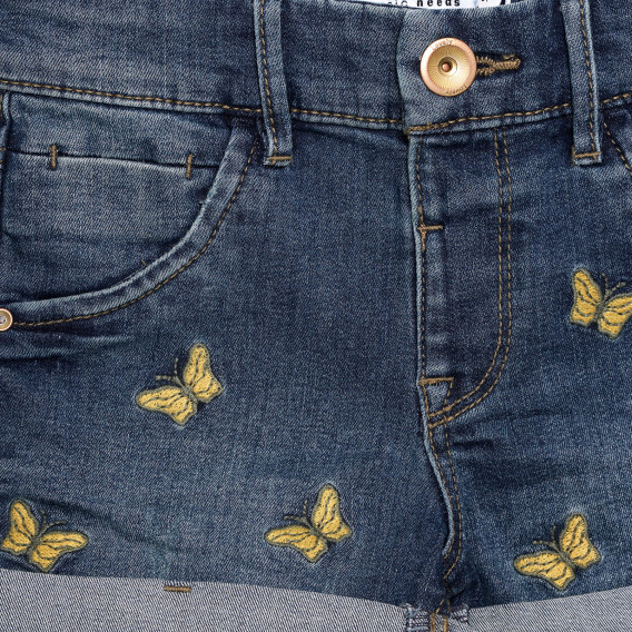 Pantaloni scurți din denim cu aplicație fluture, albaștri Name it 335812 4