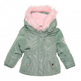 Geacă de iarnă verde cu căptușeală moale roz pentru bebeluș Cool club 335925 