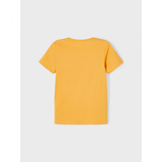 Tricou portocaliu din bumbac cu imprimeu NYC Name it 335956 2