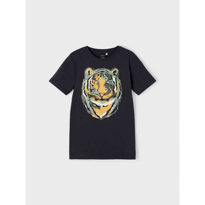 Tricou din bumbac bleumarin cu imprimeu tigru  335958