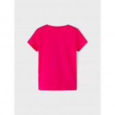 Tricou roz din bumbac cu imprimeu Love și accente florale, pentru un bebeluș Name it 335968 2
