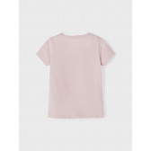 Tricou din bumbac roz deschis cu imprimeu balerină Name it 335977 2